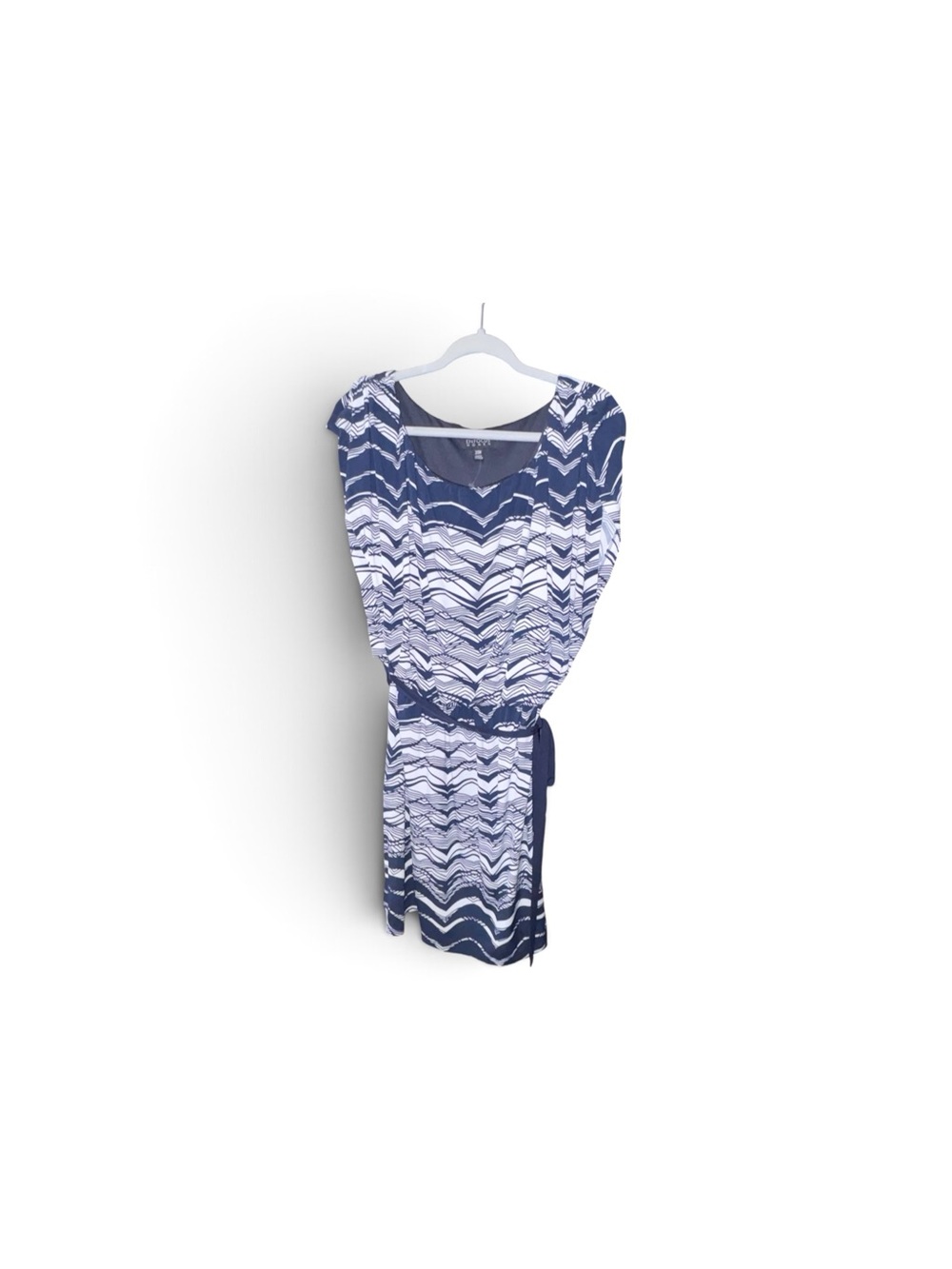 Enfocus Studio Navy & White Wave-Print Midi Dress